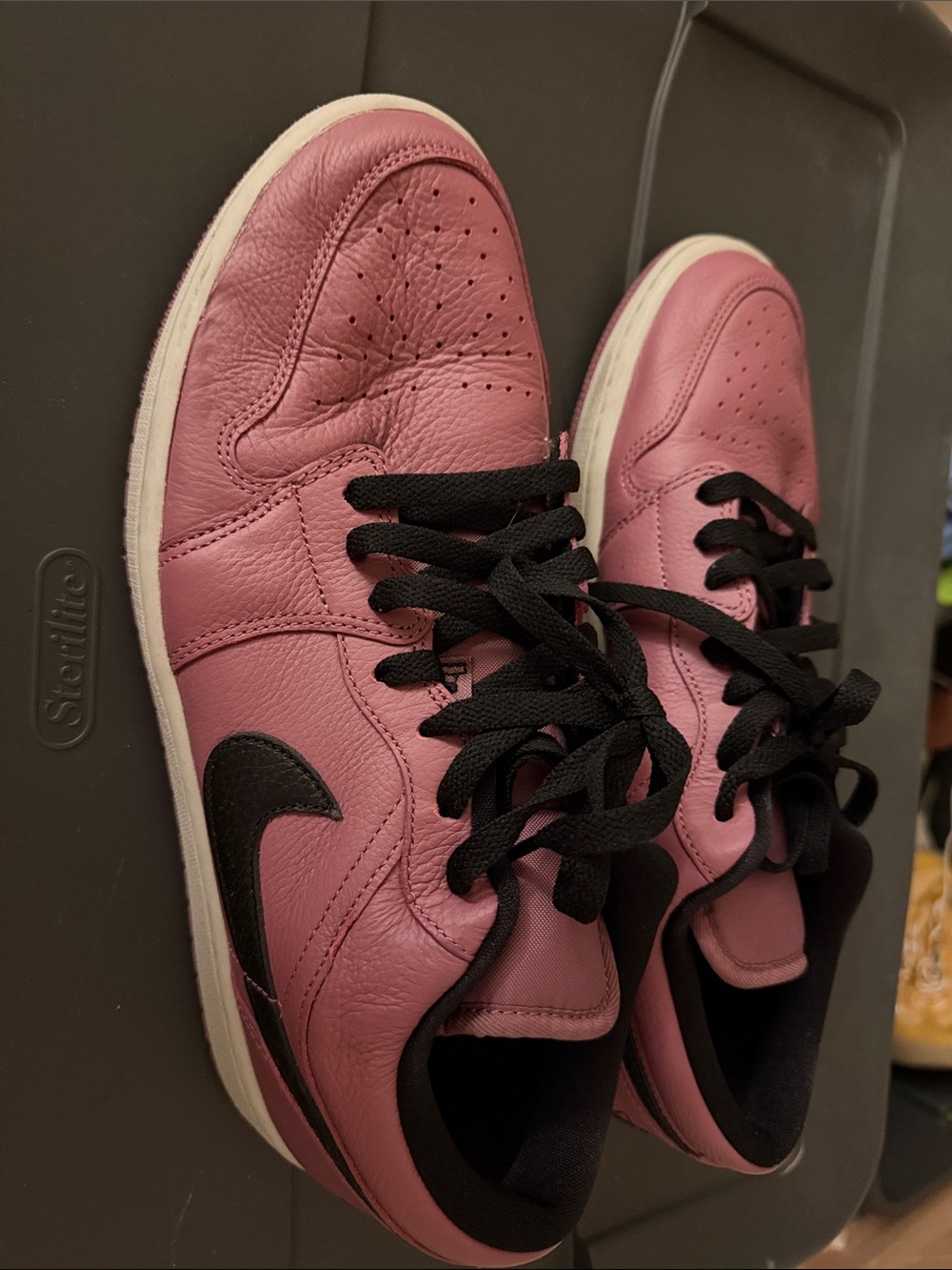 Jordan Pink and Black Low-Top Sneakers